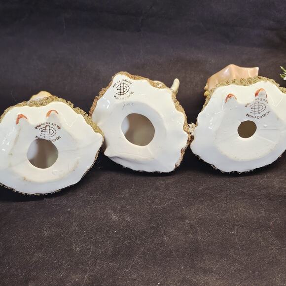 3 Vintage Christmas Angels Figurines Instruments Ucagco Japan Netting Trim - Picture 6 of 13